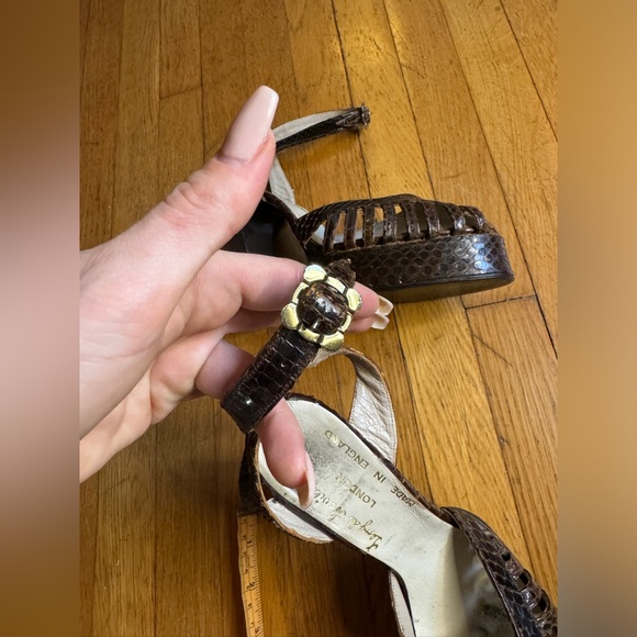 70s Vintage Terry De Havilland SnakeSkin Platform Pumps Sz 6.5 - Picture 12 of 16